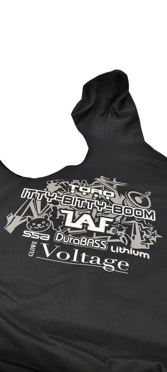 PULLOVER BLACK HOODIE WITH WHITE AND GREY IBB LOGO